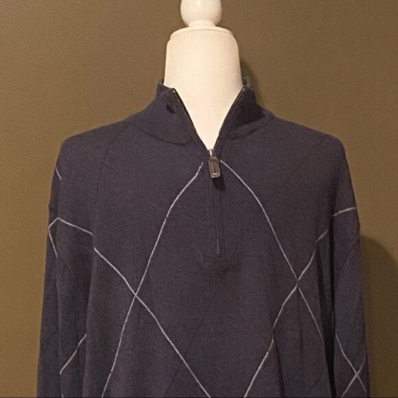 Cremieux Half Zip Argyle Silk Blend  Sweater Size XL - Picture 3 of 10